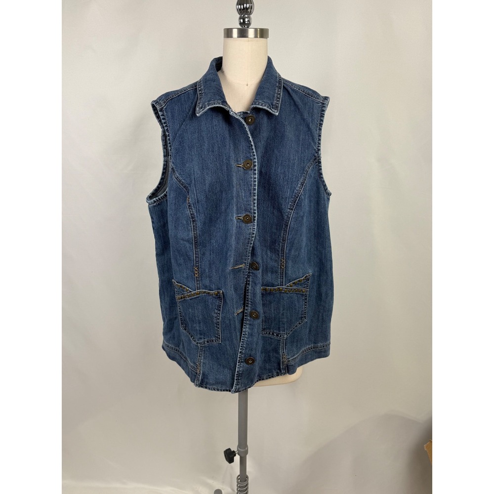 Liz&Me Women's‎ 16P/0X Denim Vest Studded Country Chore Cowgirl Jean Jacket Norm